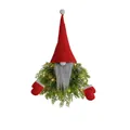 Corona de Navidad de gnomo luminosa con luces LED, altura 55cm, peso 124g de producto - Colgante de Pared de Sombrero de Hierba Verde
