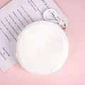 Minimalistische ronde witte pluche portemonnee met bijpassende plastic haakclip - Witte Stijl (B196)