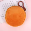 Schattige ronde oranje pluche portemonnee met een draagbare sleutelhangerclip - Bruine Stijl (B195)