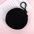 Draagbare mini ronde zwarte pluche portemonnee met plastic karabijnhaak voor meisjes - Zwarte Stijl (B197)