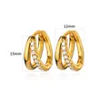 Elegant 18K gold plated oval hoop earrings with sparkling zircons measuring 15mm by 12mm - Double Loop Pave Zirconia Earring Style (G124755)