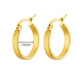 18mm gold plated hoop earrings featuring diagonal textured patterns macro detail view - Diagonal Stripe Texture Hoop Style (G124134)