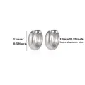Detail view of silver chunky hoop earrings with 15mm outer and 10mm inner diameter - Polished Silver Huggie Style (P8086128)