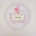 White rabbit head silicone squishy toy for stress relief with pink star keychain - Yellow