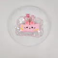 Cute pink rabbit silicone squishy slow rebound stress relief toy with pink bell keychain - Pink