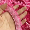 Vibrant pink ruffled lace trim for DIY handmade hair accessories and doll clothes - 3m x 2.5cm / Ground Lace Rose Red