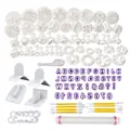 Set completo da 33 pezzi per decorazione torte fondente con formine e strumenti modellanti - Set da 114 pezzi (74091)