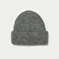 Gorro de punto de lana de oveja 100% gris liso de primera calidad para mujer invierno - 23x23cm / Gris oscuro