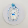 Adorable jouet squishy en silicone en forme d'agneau avec porte-clés étoile bleue - Poupée d'agneau à l'écharpe / Blanc