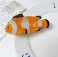 Tropical clownfish shaped acetate hair claw clip with vibrant orange and white patterns - Orange White Clownfish