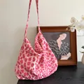 Pinke Segeltuchtasche mit Leopardenmuster, große Kapazität, lässiger Stil - Rosa Leopard