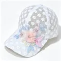 Close-up of white lace baseball cap with delicate floral embroidery and bead accents. - Adult (Adjustable Circumference 58cm) / White