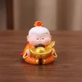 Cute God of Wealth figurine desktop ornament with gold ingot and decorative packaging box - 2nd Gen - Wang Hai