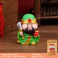 Cartoon Guan Yu God of Wealth figurine in green robe, size 4.7x3.7x6cm, 77.8g weight - 2nd Gen - Guan Yu