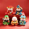 Five-way God of Wealth mini figurines set for lucky office and home desktop decor - 2nd Gen Five Roads Wealth Gods Set