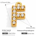Gold plated stainless steel letter F alphabet pendant with cubic zirconia stones - Letter F (PJ91341F)
