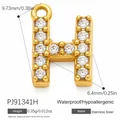 Gold letter H stainless steel pendant with cubic zirconia for DIY jewelry making accessories - Letter H (PJ91341H)