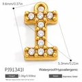 Gold stainless steel letter I pendant charm with clear crystals for DIY jewelry making - Letter I (PJ91341I)