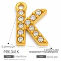 Gold stainless steel letter K pendant with cubic zirconia for DIY jewelry making - Letter K (PJ91341K)