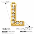 Sparkling gold stainless steel letter L pendant with cubic zirconia for DIY jewelry making - Letter L (PJ91341L)
