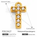 Zircon-studded stainless steel letter T charm pendant in gold finish for jewelry DIY - Letter T (PJ91341T)