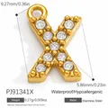 Gold-plated stainless steel letter X charm with sparkling zircon, SKU PJ91341X detail. - Letter X (PJ91341X)