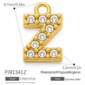 Gold Z alphabet charm pendant in stainless steel with sparkling cubic zirconia inlay - Letter Z (PJ91341Z)