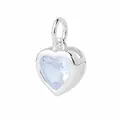 Pendentif cœur en argent S925 avec oxyde de zirconium bleu clair et dimensions détaillées - Grand (8mm) / Blanc