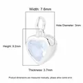 S925 silver heart-shaped pendant with light blue cubic zirconia and detailed dimensions - Large (8mm) / White