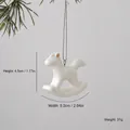 Elegant white ceramic rocking horse Christmas tree hanging ornament with gold detail - Rocking Horse
