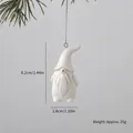 White ceramic Christmas gnome ornament 6.2cm mini hanging holiday decoration 25g - Bearded Old Man Gnome