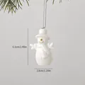 Handcrafted white ceramic snowman hanging ornament with golden nose for Christmas tree - Hands Up Snowman