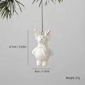 Elegant white ceramic moose Christmas tree hanging ornament with gold accents, 6.7cm - Elk