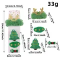 Green plush Christmas hair clip set with antler headband and clear dimensions - Christmas Tree Style (T1-23)