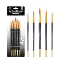 5-piece set of professional round tip paint brushes with blue handles for art painting - 5Pcs Round Peak HB075B / Dark Blue