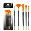 Set de 5 pinceaux d'artiste professionnels avec manches bleu foncé pour l'acrylique - 5 Pièces Mixte HB075E / Bleu foncé