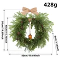 Artificial Christmas cedar wreath with pinecones and jute bow, 50cm diameter, 428g weight SKU - Bell Wreath Style (J1-45)