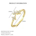 Bague ouverte en argent 925 doré avec motif fleur de trèfle en zircone brillant - Bague Ouverte Fleur Zirconium Blanc