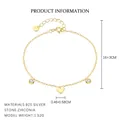 Delicato bracciale a cuore in argento 925 placcato oro con zirconi scintillanti - Stile Cuore Solido Singolo (L981) / Argento 925 / 16+3cm / Oro