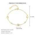 Elegante bracciale in argento sterling S925 placcato oro con cuori e zirconi cubici - Stile Alternato Doppio Cuore (L1015) / Argento 925 / 16+3cm / Oro