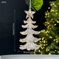 Adorno de árbol de Navidad de acrílico transparente con lentejuelas oro de 14x9cm - Árbol de Navidad 3D / Cristal Champaña