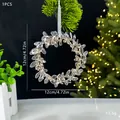 Transparenter Acryl-Weihnachtskranz-Anhänger mit Goldpailletten, 12 cm Durchmesser, Dekoration. - Klassischer Kranz / Champagner Kristall