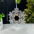 Acryl-Schneeflocke-Anhänger mit goldenen Pailletten für Weihnachtsbaumdekorationen. - Schneeflocken-Kranz / Champagner Kristall