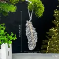 Eleganter transparenter Acrylfeder-Weihnachtsschmuck mit goldenen Pailletten-Variante - Feder / Champagner Kristall