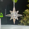 Transparenter Acryl-Weihnachtsstern mit goldenen Pailletten, 14 cm Schneeflocken-Anhänger - Explosionsstern / Champagner Kristall