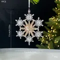 Großer 11 cm transparenter Acryl-Weihnachts-Schneeflocken-Anhänger mit Goldpailletten - Schneeflocke Typ A / Champagner Kristall