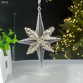 Funkelnder transparenter Acryl-Weihnachtsstern-Anhänger mit Goldpailletten 14x11cm - Achtzackiger Stern / Champagner Kristall