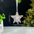 Eleganter Weihnachtsanhänger Stern mit Pailletten aus Acryl, 8 cm Größe für den Baum - 3D Stern / Champagner Kristall