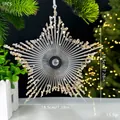 Großer Weihnachtsstern aus Acryl mit Pailletten 18,5 cm transparenter Anhänger - Großer Stern / Champagner Kristall