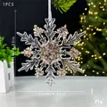 Transparenter Acryl-Schneeflocken-Anhänger mit Goldpailletten, 11cm Weihnachtsbaumschmuck - Schneeflocke B / Champagner Kristall